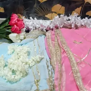 RAJPUTANA SAREE WITH GOTA PATTI - BABY PINK/SKY BLUE